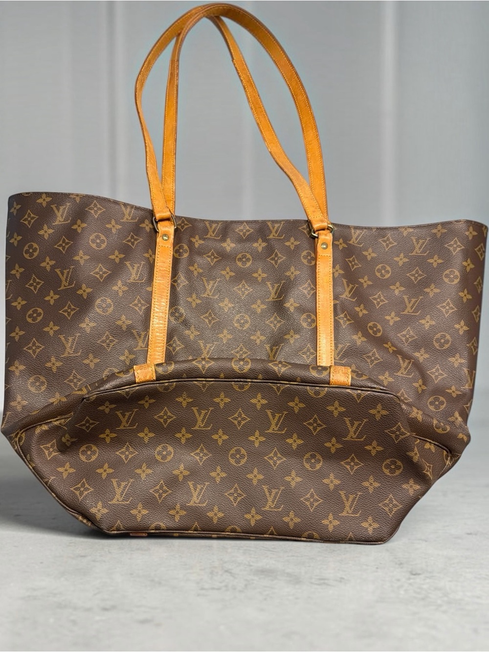 Louis Vuitton Brown Monogram Canvas Tote with Vachetta Leather Straps